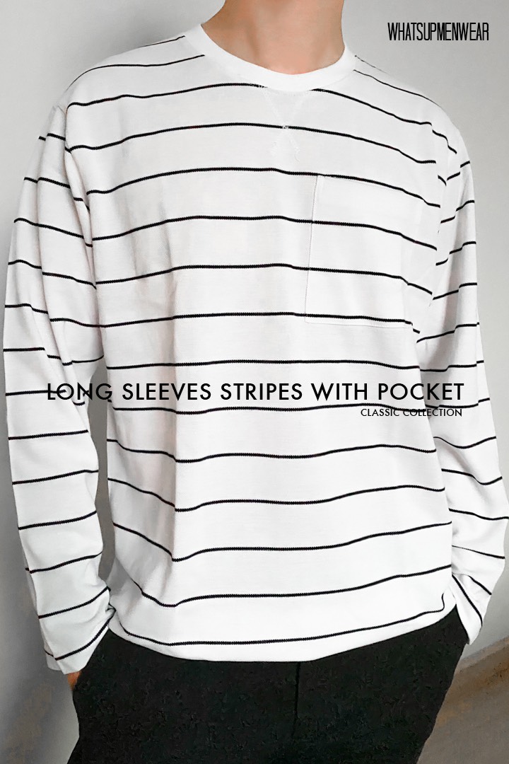 Long Sleeves Stripes With Pocket 