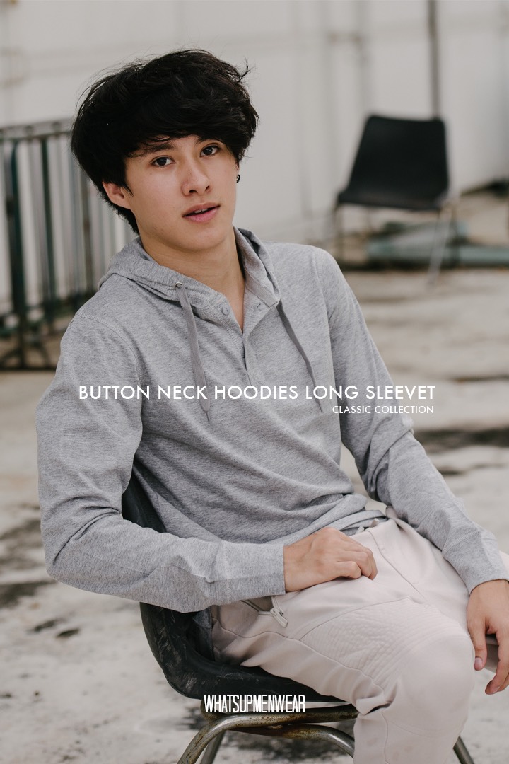 Button neck hoodies 